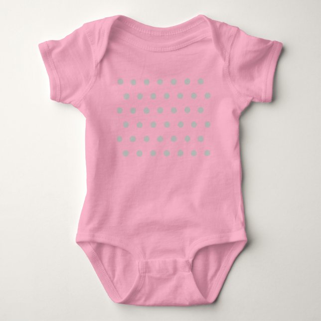 Polka Dot Baby Bodysuit (Hot Pink & Gray) Baby Strampler (Vorderseite)