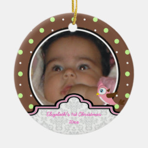 Polka dot baby girl erste Weihnachtsschmuck Foto