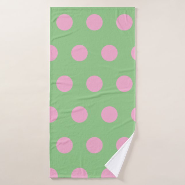 Polka Dot Badetuch (Grün und Pastellrosa) Badehandtuch (Badehandtuch)