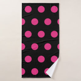 Polka Dot Badetuch (schwarz & neon pink) Badehandtuch