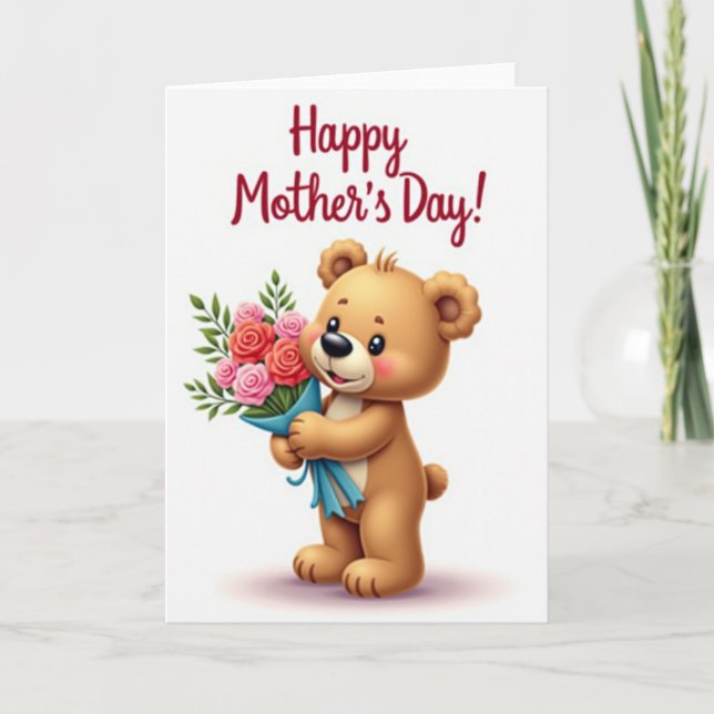 Polka Dot Bär Bouquet Karte (Vorderseite)