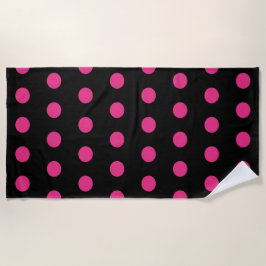 Polka Dot Beach Handtuch (Schwarz & Neon Pink)