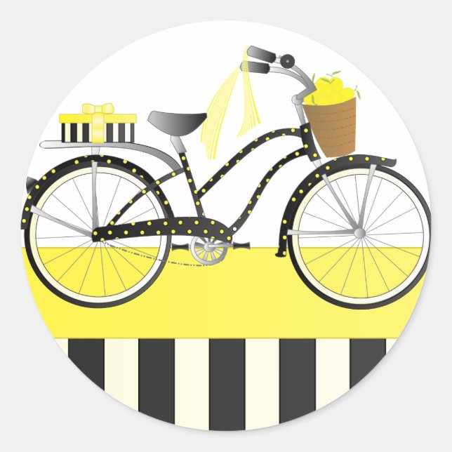 Polka Dot Bicycle Runder Aufkleber (Vorderseite)