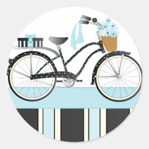 Polka Dot Bicycle Runder Aufkleber