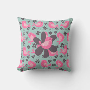 Polka Dot Birds und Blume Kissen