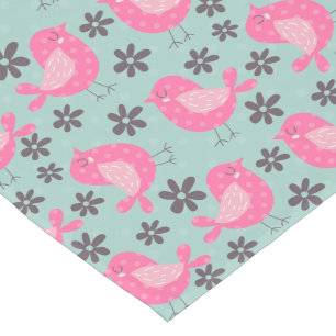 Polka Dot Birds und Blume Kurzer Tischläufer