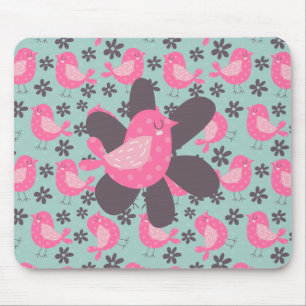 Polka Dot Birds und Blume Mousepad