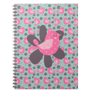 Polka Dot Birds und Blume Notizblock