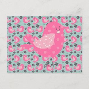 Polka Dot Birds und Blume Postkarte