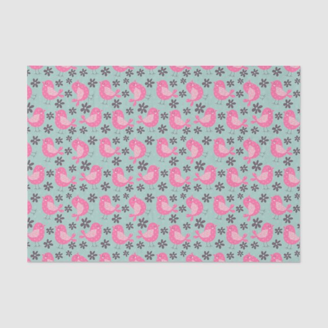 Polka Dot Birds und Blume Seidenpapier (Vorderseite)