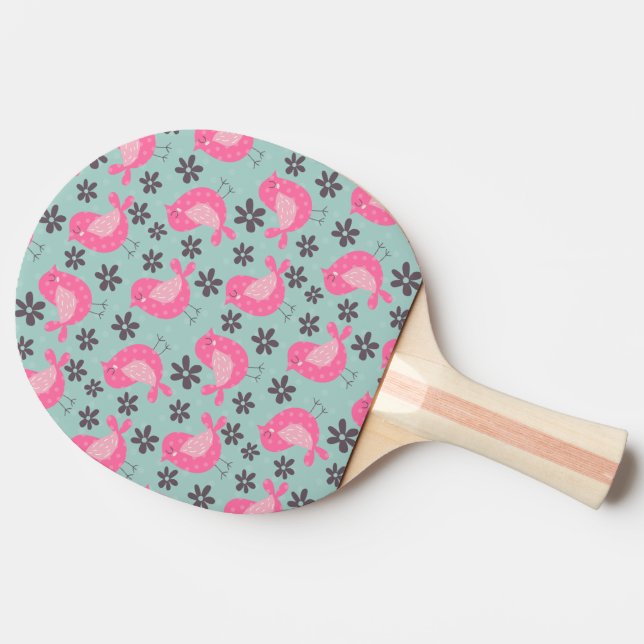 Polka Dot Birds und Blume Tischtennis Schläger (Seitenansicht)