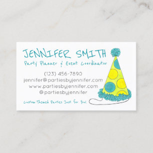 Polka Dot Birthday Bday Party Hat Event Planner Visitenkarte