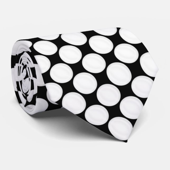 Polka Dot Black & White Krawatte (Gerollt)