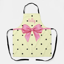 Polka Dot Black Yellow Pink Bow Personalized Schürze