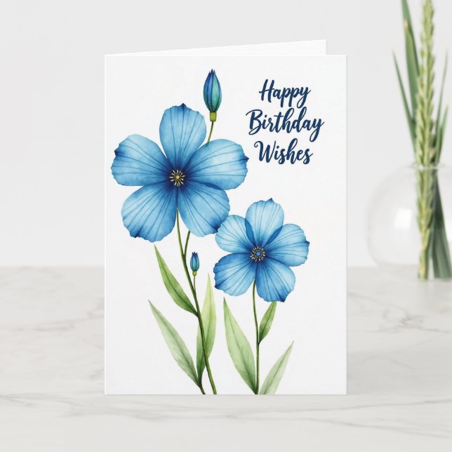 Polka Dot Blue Bloom Karte (Vorderseite)