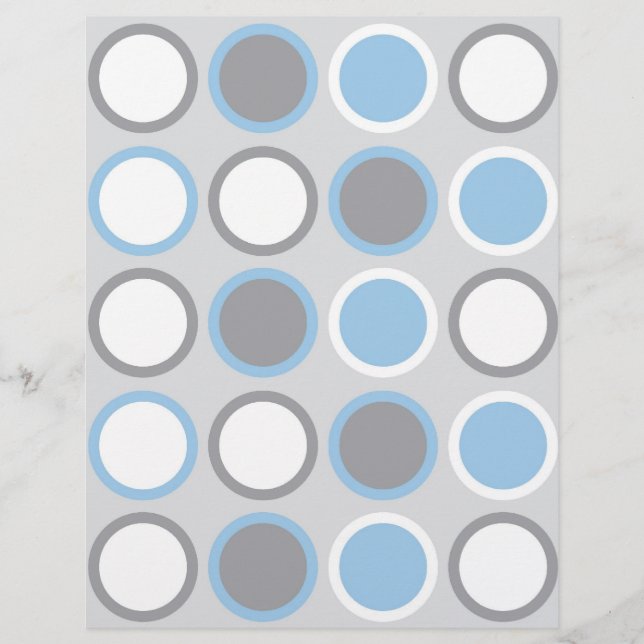 Polka Dot Blue Gray Baby Scrapbook Paper (Vorderseite)