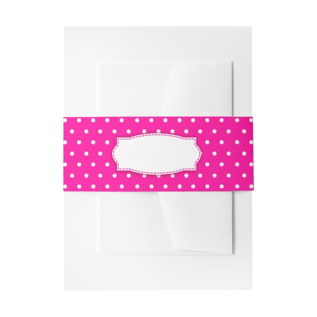 Polka dot Blume rosa Bauchband Einladungsbanderole (Vorderseite Beispiel)