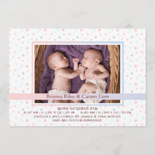 Polka Dot Border Mix Foto Geburtsankündigung Ankündigung
