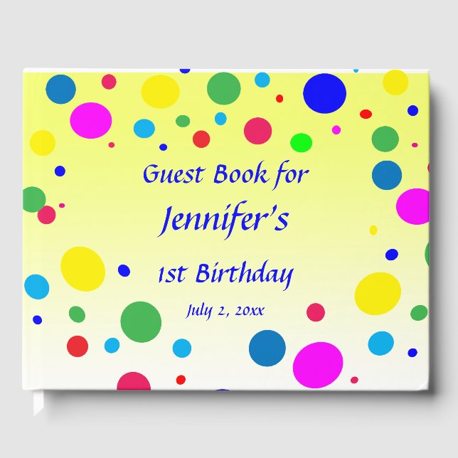 Polka Dot Bubble Balloon Birthday Party Gästebuch (Vorderseite)