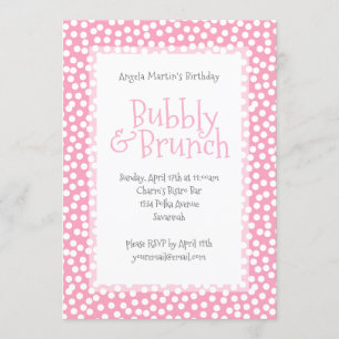 Polka Dot Bubbly et Brunch Pink Invitation