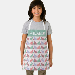 Polka Dot Bunnies Muster auf rosa Personalisiert Schürze