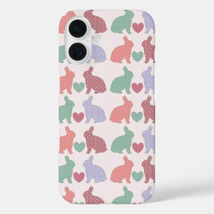 Polka Dot Bunnies-Muster in rosa iPhone 16 Hülle