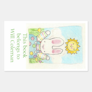 Polka dot bunny Buchzeichen Rechteckiger Aufkleber