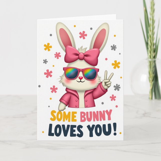 Polka Dot Bunny Loves You Karte (Vorderseite)