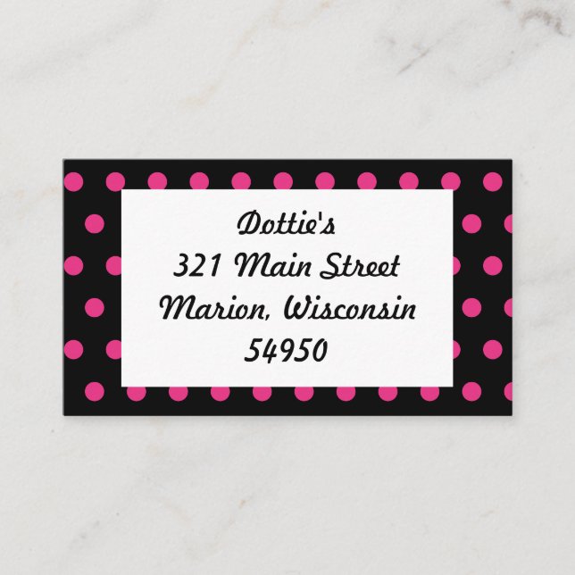 Polka Dot Business Cards (Schwarz & Neon Pink) Visitenkarte (Vorderseite)