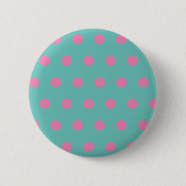 Polka Dot Button (Aqua & Pink)