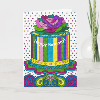 Polka Dot Cake Bright Happy Birthday Card Karte