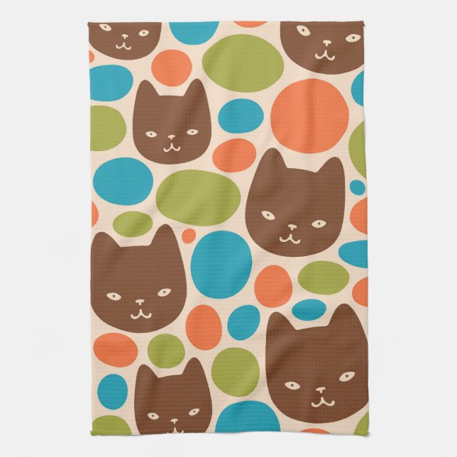 Polka Dot Cats Muster Geschirrtuch (Vertikal)