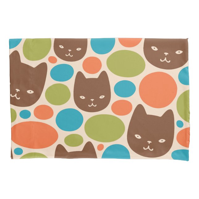 Polka Dot Cats Muster Kissenbezug (Vorderseite)