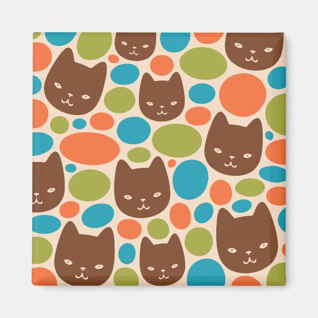 Polka Dot Cats Muster Magnet (Vorne)