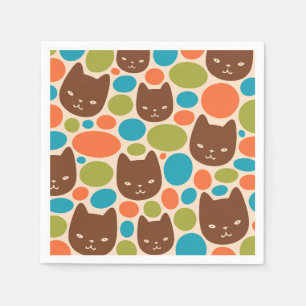 Polka Dot Cats Muster Serviette