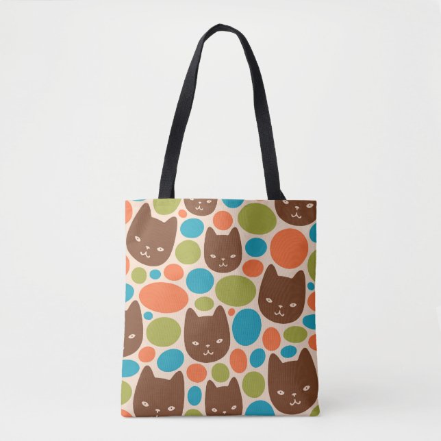 Polka Dot Cats Muster Tasche (Vorderseite)