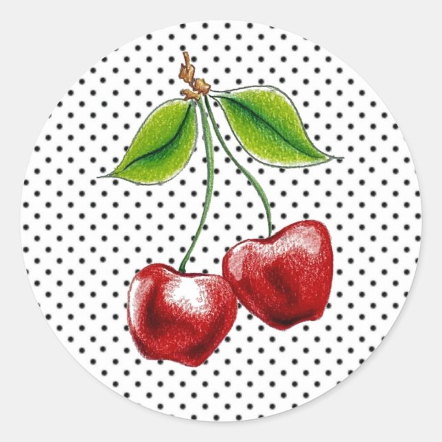 Polka Dot Cherries autocollant (feuille de 20) (Devant)