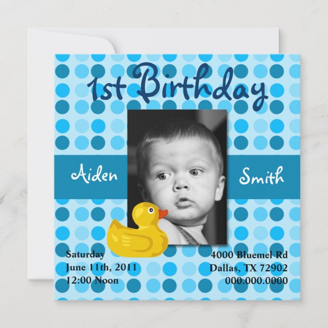 Polka Dot Child Birthday Invite (Boy) Einladung (Vorderseite)