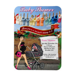 Polka Dot Christmas Street Scene Baby Dusche Magnet