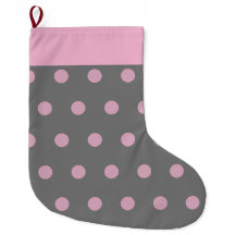 Polka Dot Christmas Strumpf (dunkelgrau & rosa)
