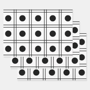 Polka Dot Circle Black and White Karo Muster Geschenkpapier Set