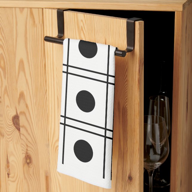 Polka Dot Circle Black and White Karo Muster Geschirrtuch (Drittel gefaltet)