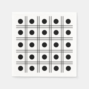 Polka Dot Circle Black and White Karo Muster Serviette