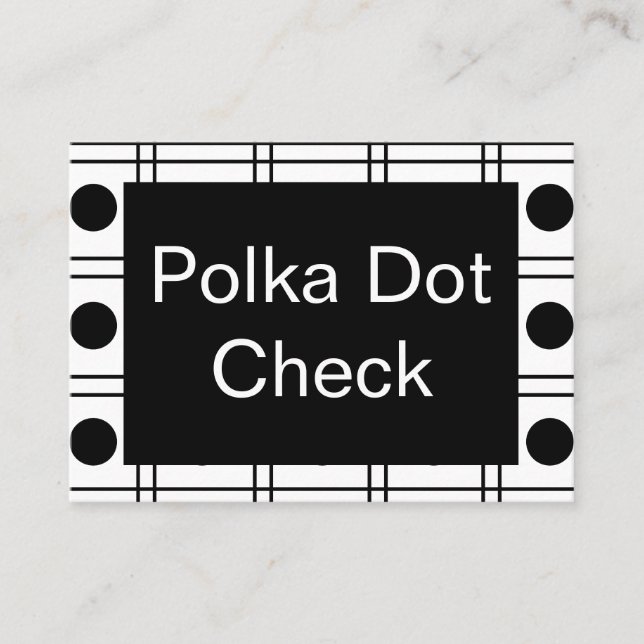 Polka Dot Circle Black and White Karo Muster Visitenkarte (Vorderseite)