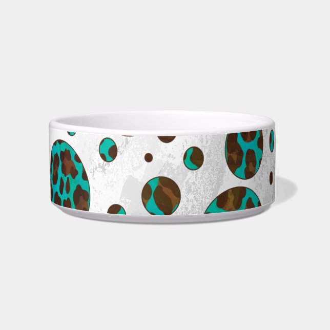 Polka Dot Cow Brown und Aquamarin Print Napf (Rechts)