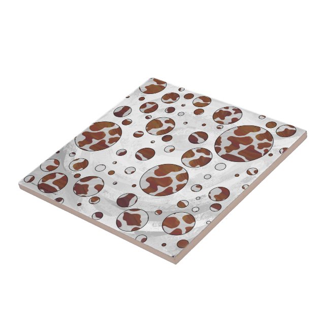 Polka Dot Cow Brown und White Print Fliese (Seite)