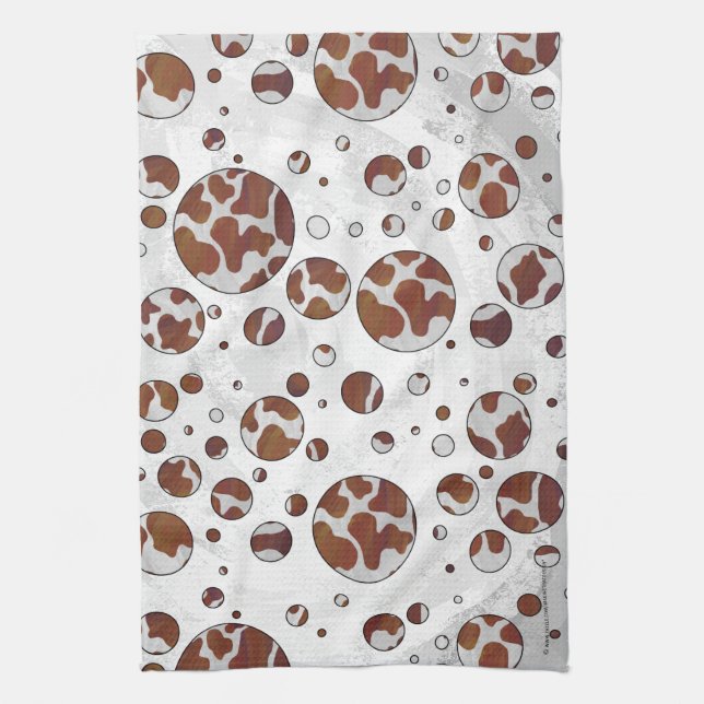 Polka Dot Cow Brown und White Print Küchentuch (Vertikal)