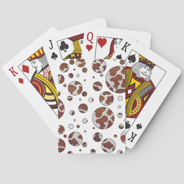 Polka Dot Cow Brown und White Print Spielkarten (Rückseite)
