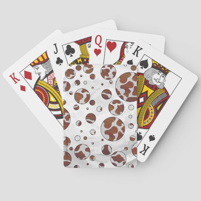 Polka Dot Cow Brown und White Print Spielkarten (Rückseite)