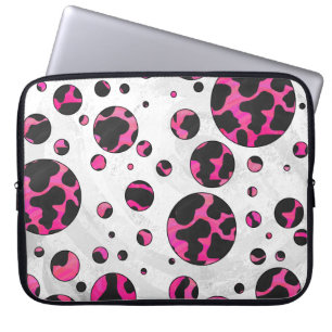 Polka Dot Cow Hot Pink und Black Print Laptopschutzhülle